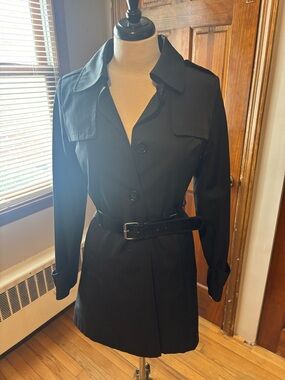 Via Spiga Black Belted Trench Coat